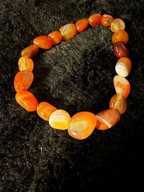 Carnelian Agate Red Jasper Natural Gemstone Set of 2 7” Handmade Bracelets